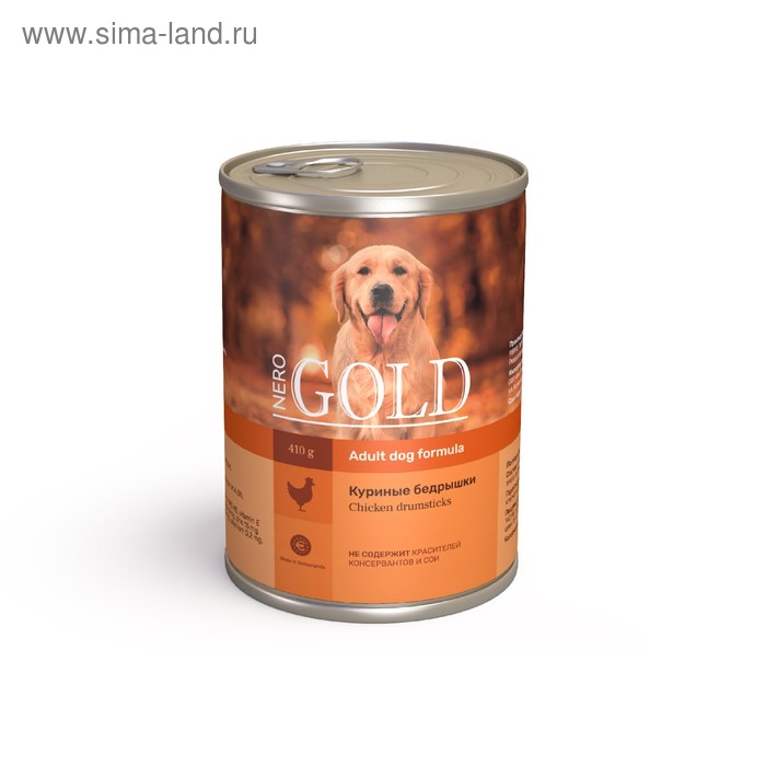 Влажный корм Nero Gold для собак, куриные бедрышки, ж/б, 410 г - Фото 1