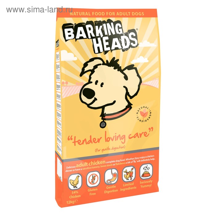 Сухой корм Barking Heads для собак с чувствительным пищ-ем, курица/рис, 12 кг. - Фото 1