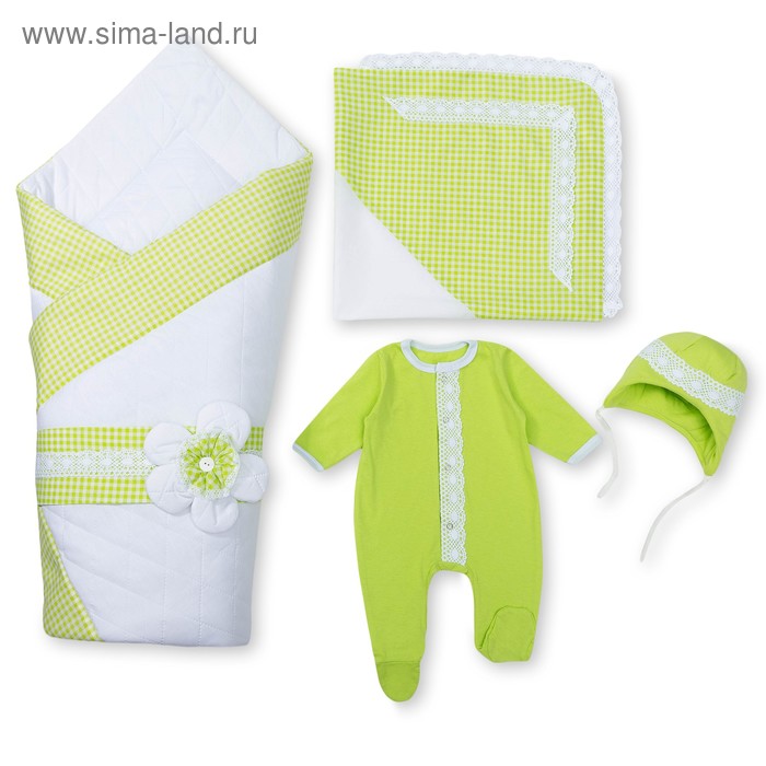 Комплект на выписку с одеялом ЛАДУШКИ (300/м2 - весна-осень), цвет зеленый - Фото 1