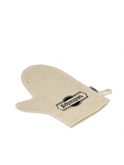 Рукавица для бани и сауны, с вышивкой, белая, «Добропаровъ»