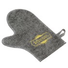 Рукавица для бани для бани и сауны, полиэфир 70%, шерсть 30%, серая, «Добропаровъ» - Фото 1