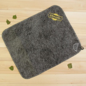 Коврик - сидушка для бани и сауны, 38×47 см, полиэфир 70%, шерсть 30%, серый с золотой вышивкой, «Добропаровъ»