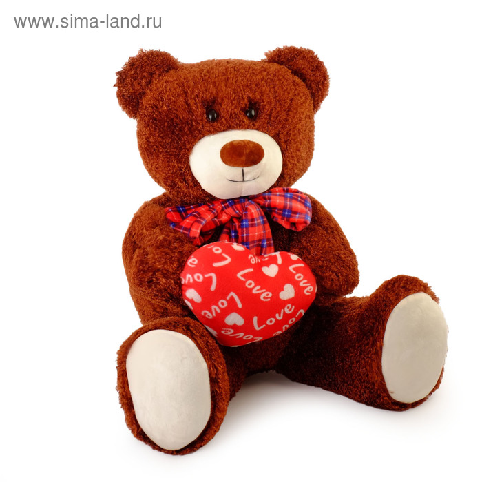 Мягкая игрушка "Мишка Кудряш" с сердцем, коричневый, 77 см - Фото 1