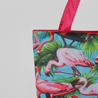 Сумка пляжная "Фламинго", отдел на молнии, цвет зелёный - Фото 4