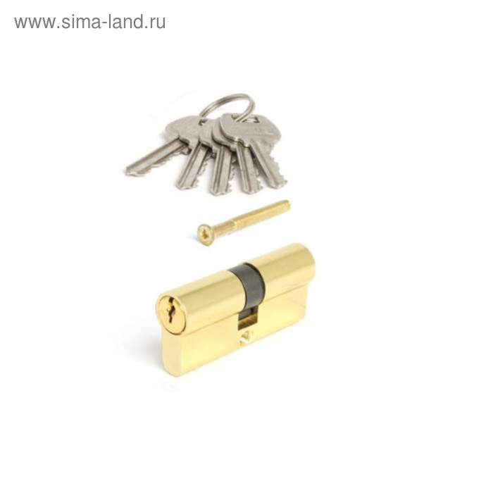 Цилиндровый механизм Avers LL-60-G, 28.5 мм, англ. ключ-вертушка, 5 ключей, цвет золото - Фото 1