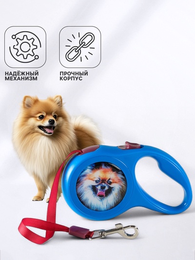 Рулетка с принтом «Милашка», 3 м, вес животного до 12 кг, синяя