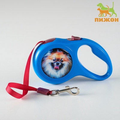 Рулетка с принтом «Милашка», 3 м, вес животного до 12 кг, синяя
