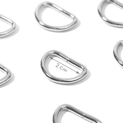 Полукольца для сумок, d=20 мм, толщина - 3 мм, 10 шт., цвет серебряный