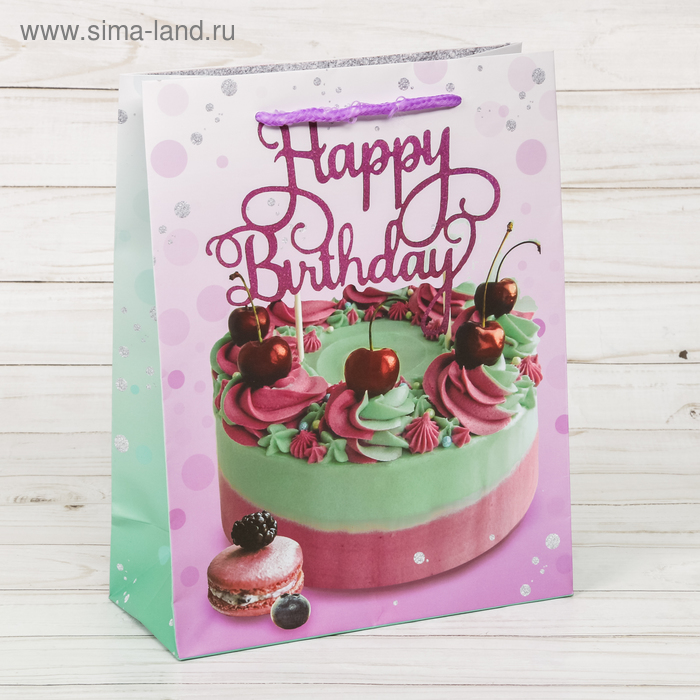 Пакет ламинированный вертикальный Happy Birthday, S 11 × 14 × 5,5 см - Фото 1