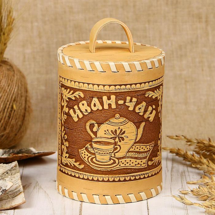 Туес «Иван-чай», 8,5×8,5×14 см, береста - фото 1905461110