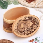 Шкатулка для украшений «Ёжик-чудак», овал, 12×8.5×6.5 см, береста - Фото 2