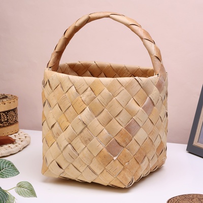 Корзина плетёная «Алёнка», 22×22×19/28 см, береста