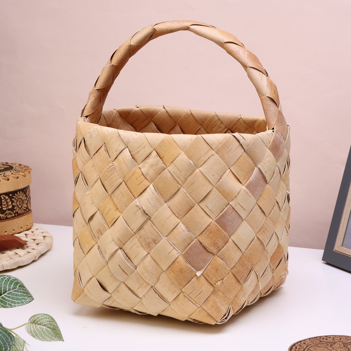 Корзина плетёная «Алёнка», 22×22×19/28 см, береста - Фото 1