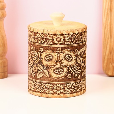 Туес «Лето», шитый, 10×10×14.5 см, береста