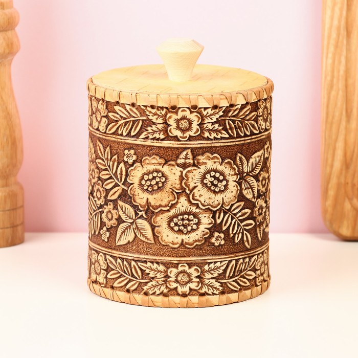 Туес «Лето», шитый, 10×10×14.5 см, береста - Фото 1