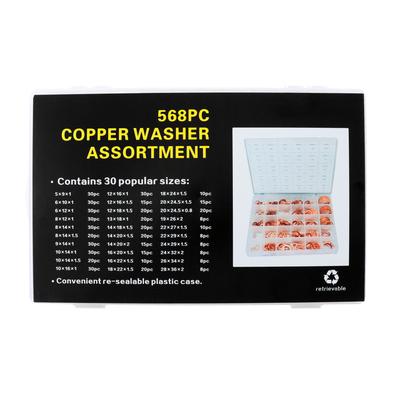 Набор медных прокладок, 30 размеров, 568 шт.