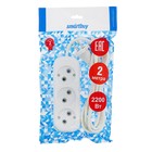 Удлинитель сетевой Smartbuy, 3 розетки, 2 м, 2200 Вт, ПВС 2×1 мм2, 10 А, без заземления, белый - Фото 3