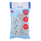 Удлинитель Smartbuy, 3 розетки, 3 м, 10 А, 2200 Вт, ПВС 2х1 мм2, без з/к, белый - Фото 3