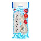 Удлинитель Smartbuy, 4 розетки, 5 м, 10 А, 2200 Вт, ПВС 2х1 мм2, без з/к, белый - Фото 3