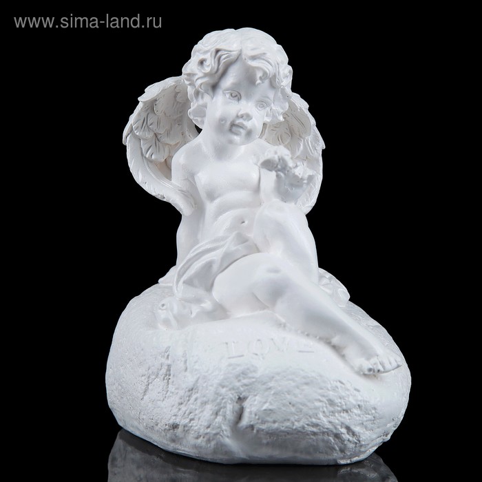 Фигура "Ангел на камне малый" 20х14х14см белый - Фото 1