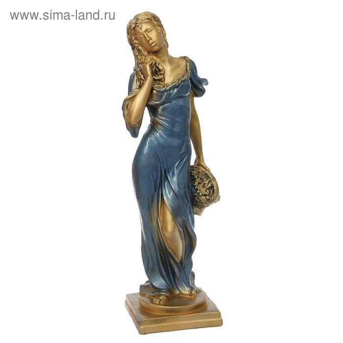 Фигура "Девушка с корзиной", бронза/голубой, 15 × 18 × 55.5 см - Фото 1