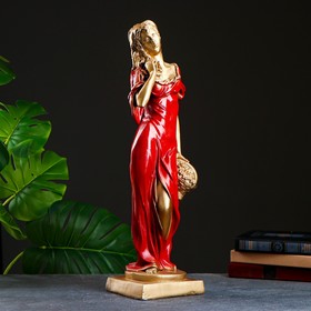 Фигура "Девушка с корзиной" бронза/красный 14х14х55см