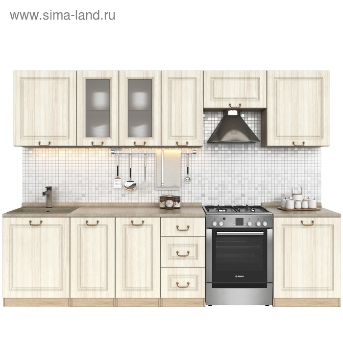 Кухонный гарнитур, 2400 мм, цвет Каприз/Сандал белый - Фото 1