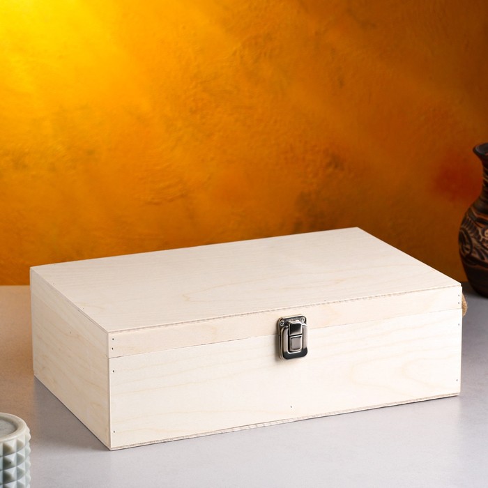 Подарочный ящик 34×21.5×10.5 см деревянный 3 отдела, с закрывающейся крышкой, без покраски - Фото 1