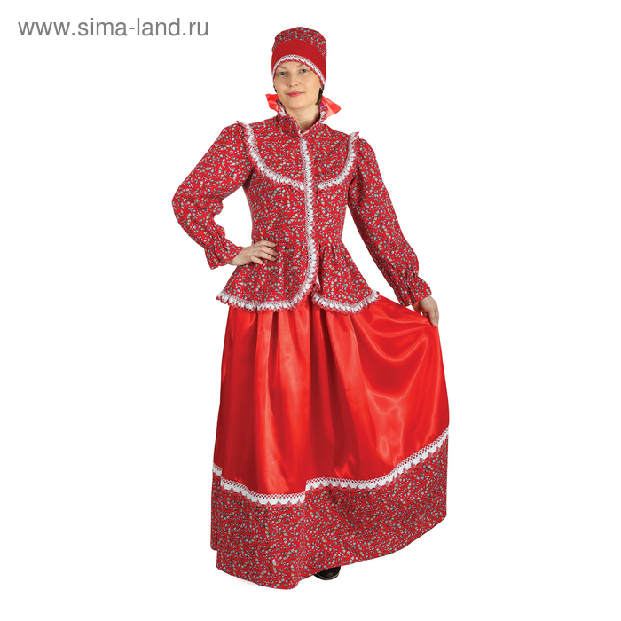 Русский народный женский костюм "Забава", головной убор, блуза, юбка, р-р 50 - Фото 1