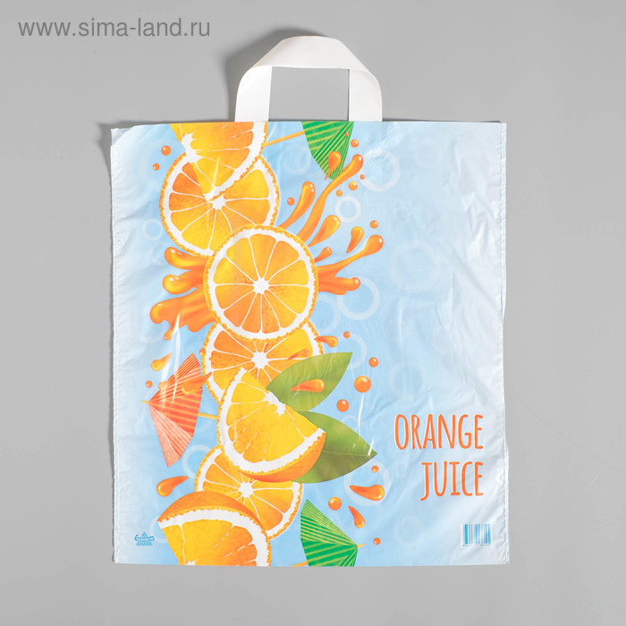 Пакет "Апельсиновый сок", полиэтиленовый с петлевой ручкой, 42 х 38 см, 37 мкм - Фото 1