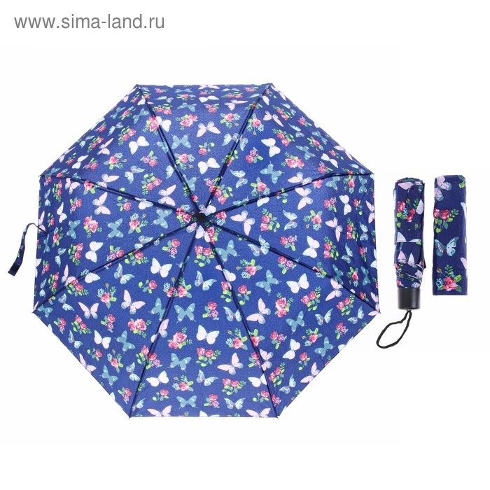 Зонт механический "Цветы", R=45см - Фото 1