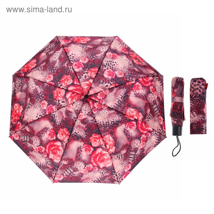 Зонт механический «Цветы», 3 сложения, R = 45 см - Фото 1
