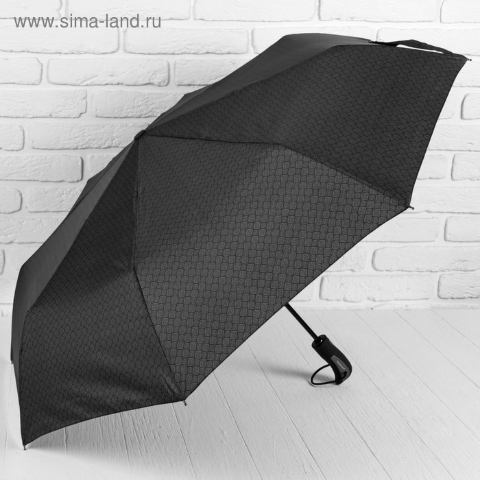 Зонт автоматический «Ромбы», 3 сложения, 8 спиц, R = 52 см, цвет тёмно-серый - Фото 1