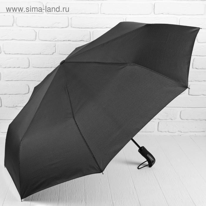 Зонт автоматический «Ромб», 3 сложения, 8 спиц, R = 51 см, цвет чёрный - Фото 1