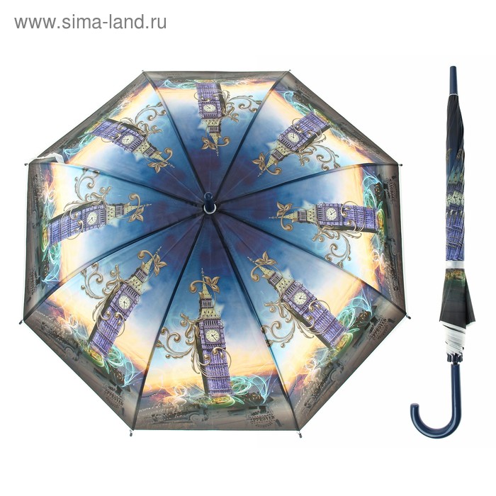 Зонт-трость "Лондон", полуавтоматический, R=50см - Фото 1