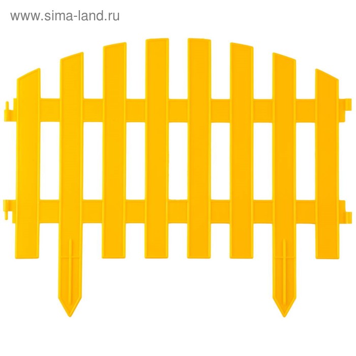 Ограждение декоративное, 28 × 300 см, 5 секций, пластик, жёлтый, GRINDA «Ар-деко»