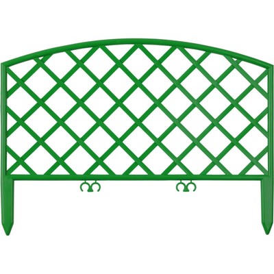 Ограждение декоративное, 24 × 320 см, 5 секций, пластик, зелёный, GRINDA «Плетень»