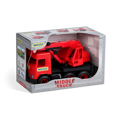 Автомобиль - кран Middle Truck, красный, в коробке