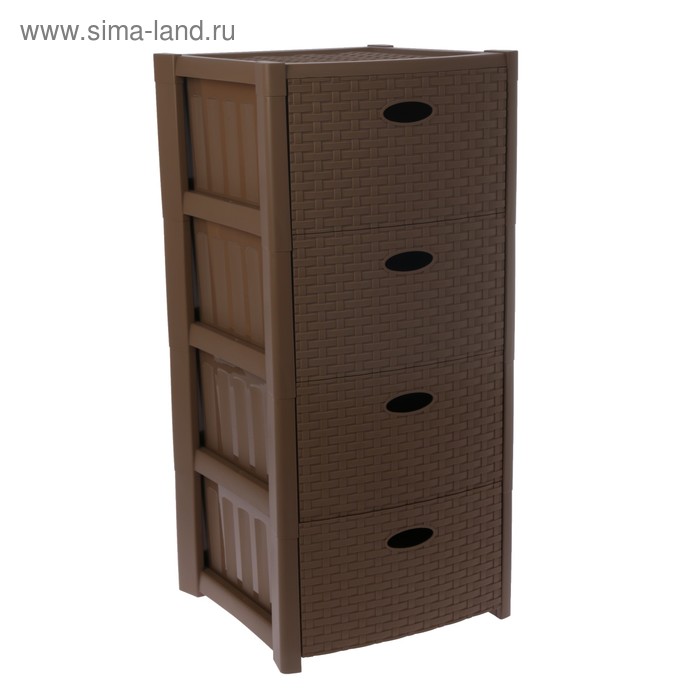 Комод 4-х секционный «Стиль ротанг», цвет бежевый ротанг - Фото 1