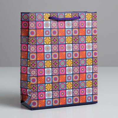 Пакет подарочный ламинированный вертикальный, упаковка, «Мозаика», 18 х 23 х 8 см, ручка МИКС