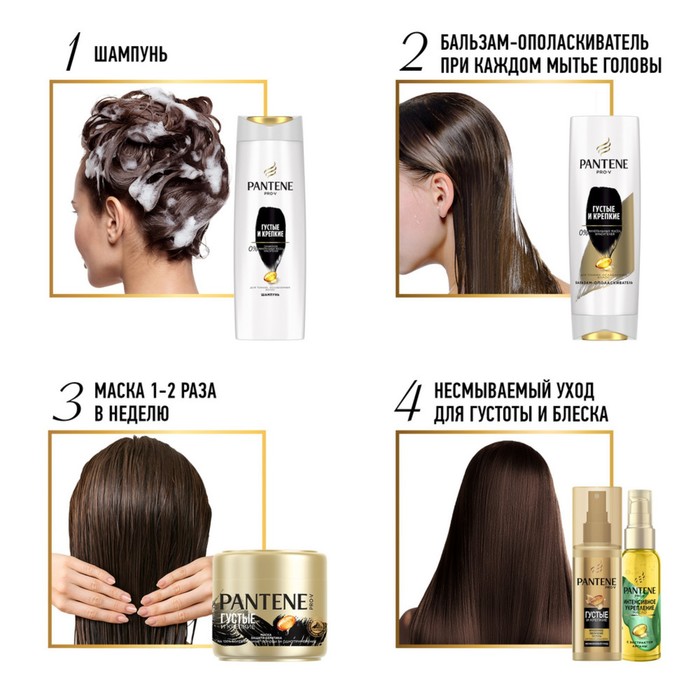 Шампунь для волос Pantene «Густые и крепкие», для тонких и ослабленных волос, 400 мл 16361
