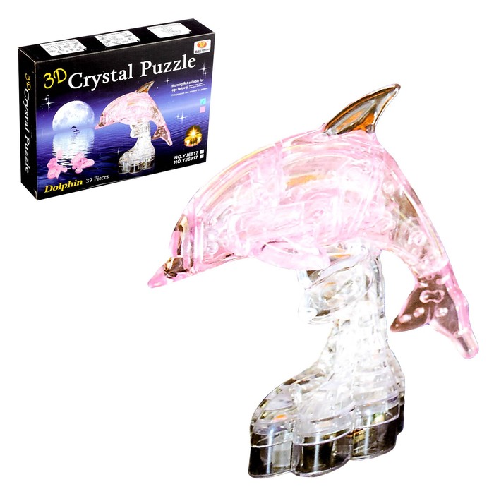 Пазл 3D кристаллический «Дельфин», 39 деталей, МИКС - фото 1906753462