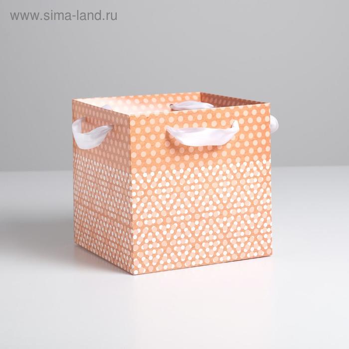 Пакет-коробка «Крафт в горошек», 19 × 19 × 19 см - Фото 1