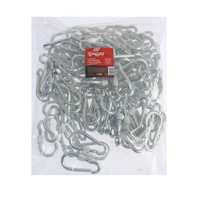 Карабин монтажный с фиксатором ТУНДРА krep, DIN5299D, 7×70 мм, оцинкованный