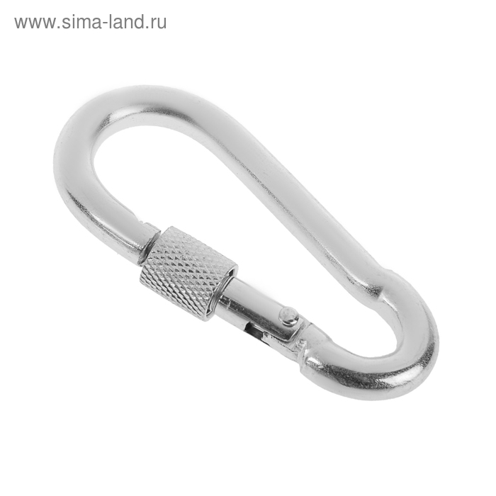 Карабин монтажный с фиксатором ТУНДРА krep, DIN5299D, 8×80 мм, оцинкованный - Фото 1