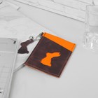 Футляр для карточек, 2 отдела, кольцо, цвет коричневый/оранжевый - Фото 1