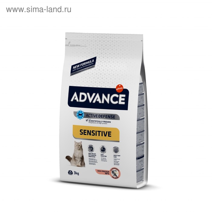 Сухой корм Advance для кошек с чувствительным пищеварением, лосось и рис, 3 кг - Фото 1