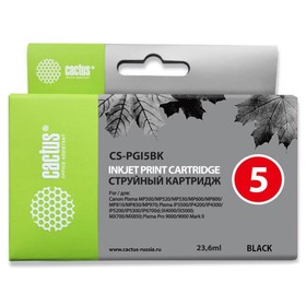 Картридж струйный Cactus CS-PGI5BK черный для Canon Pixma MP470/MP500/MP520/MP530/MP600/MP800/MP810/