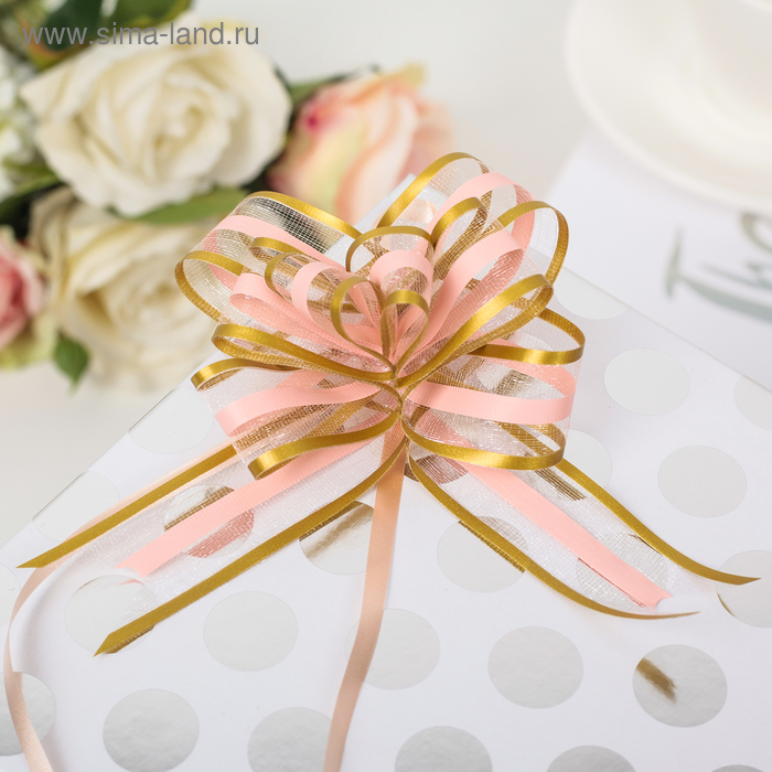 Подарочный Бант - бабочка №2.5, розовый, для упаковки подарков - Фото 1