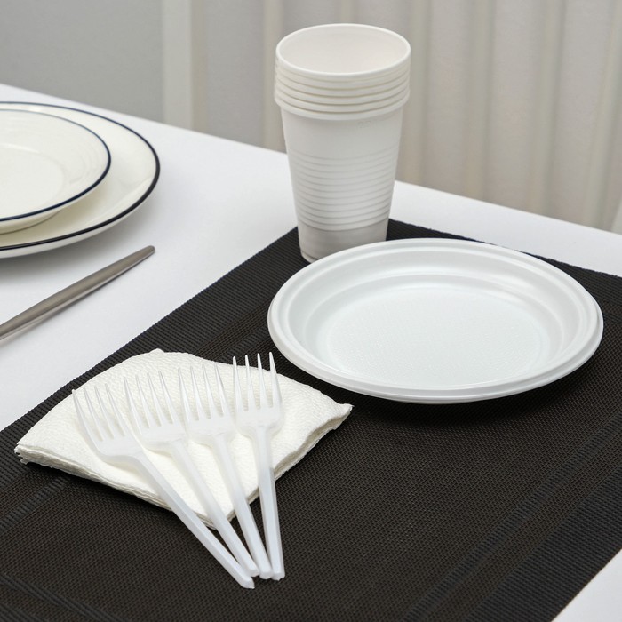 Набор одноразовой посуды «Летний №1», 6 персон, цвет белый - Фото 1